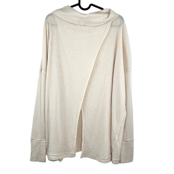 Free People x REVOLVE Cream Juicy Ribbed Pullover Surplice Back Sweater Small - Picture 3 of 9